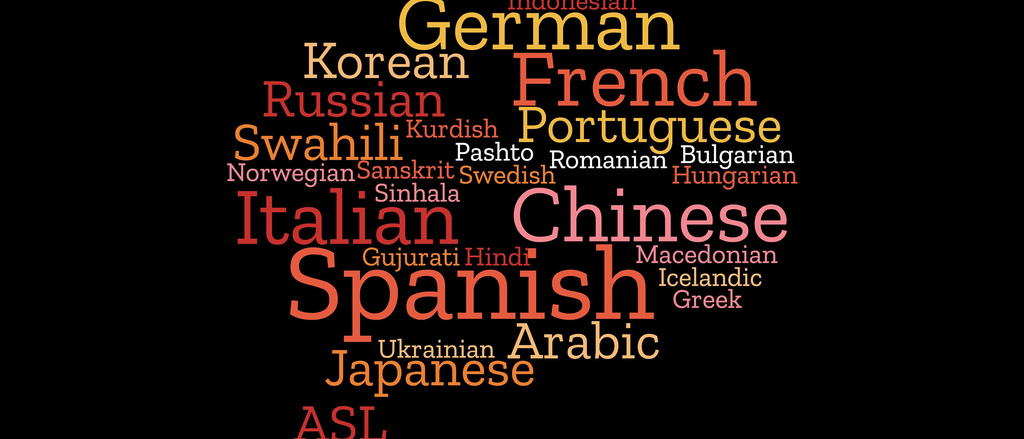 Word cloud of various languages
