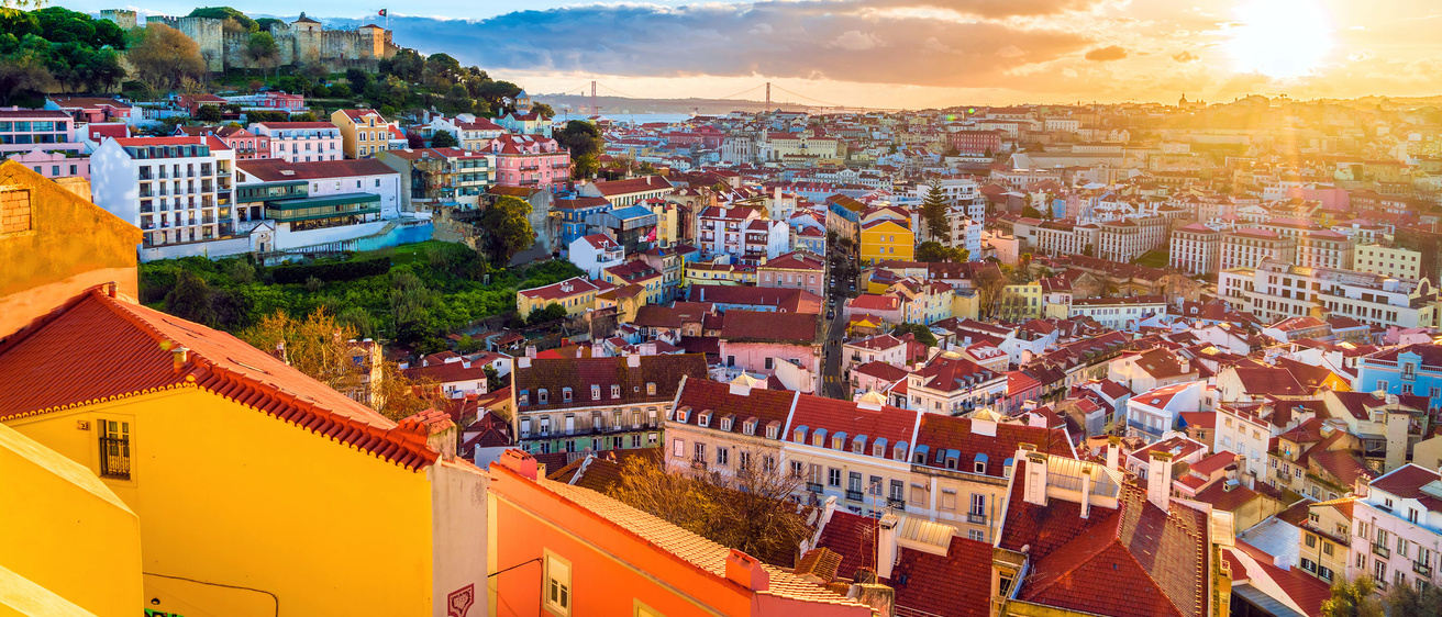 cityscape of Lisbon sunset